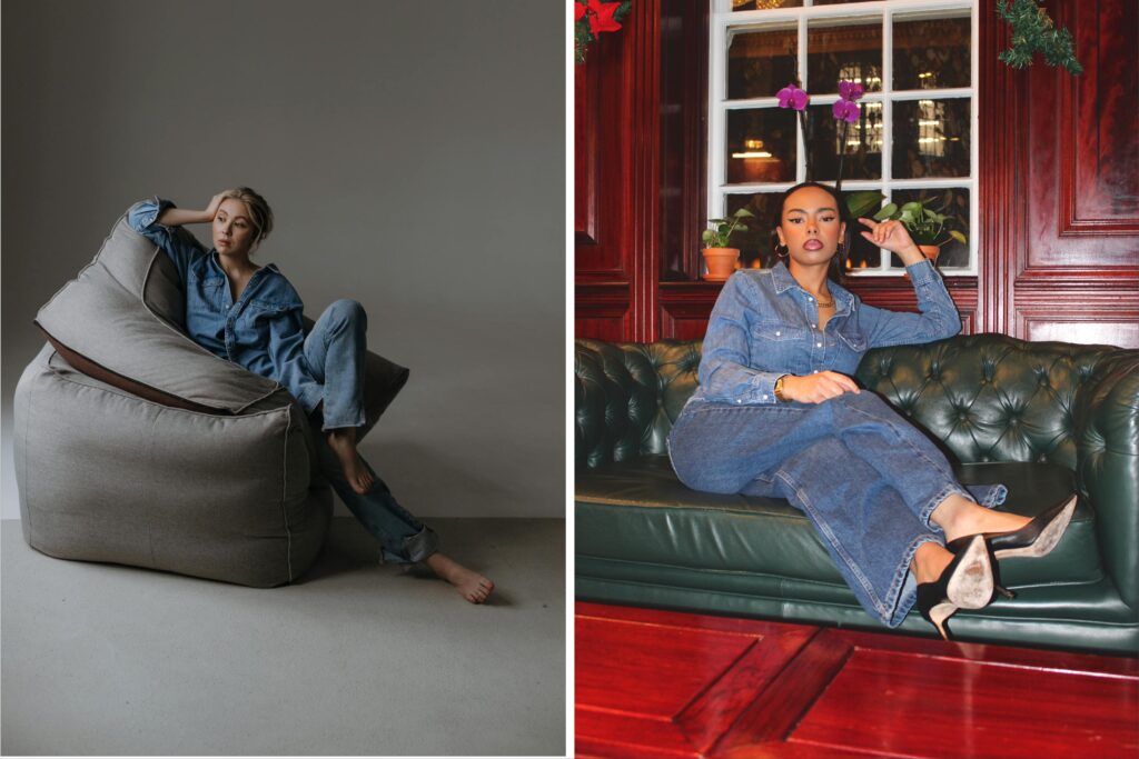 Two women in denim-on-denim, proving copying others' outfits makes for easy, chic looks.