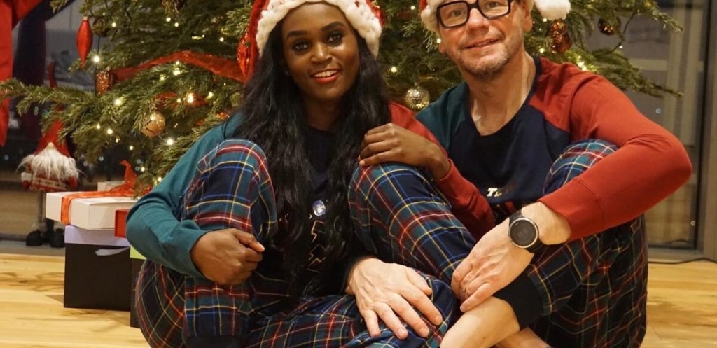 Couple-in-Matching-Christmas-Pyjamas