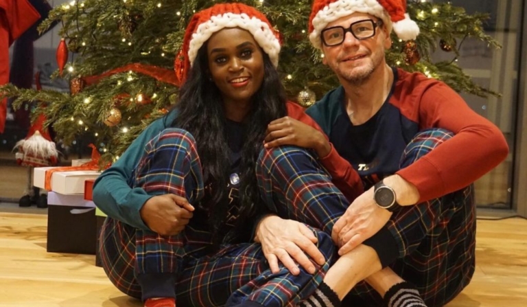 Couple-in-Matching-Christmas-Pyjamas