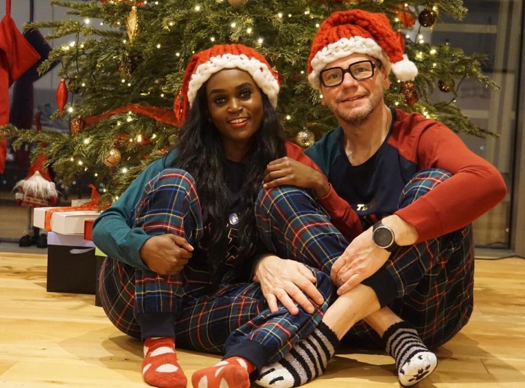 Couple-in-Matching-Christmas-Pyjamas