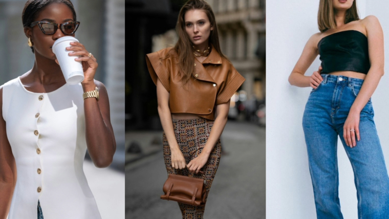 Three stylish women showcasing the must-have wardrobe essentials that can elevate your wardrobe