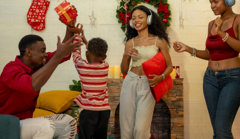 Family celebrating christmas